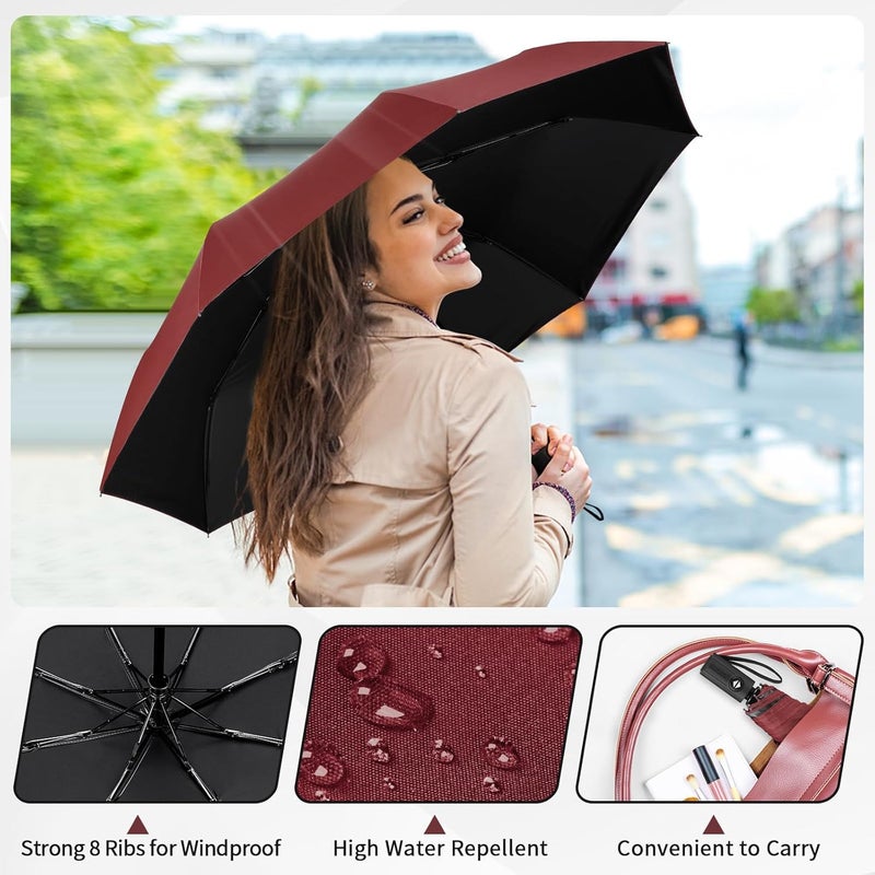 Yoobure Windproof Travel Umbrella - Automatic Umbrellas for Rain, Compact Folding Umbrella with UV Protection, Lightweight Portable Design for Backpack/Walking/Car, Sun & Storm Ready - Image 3